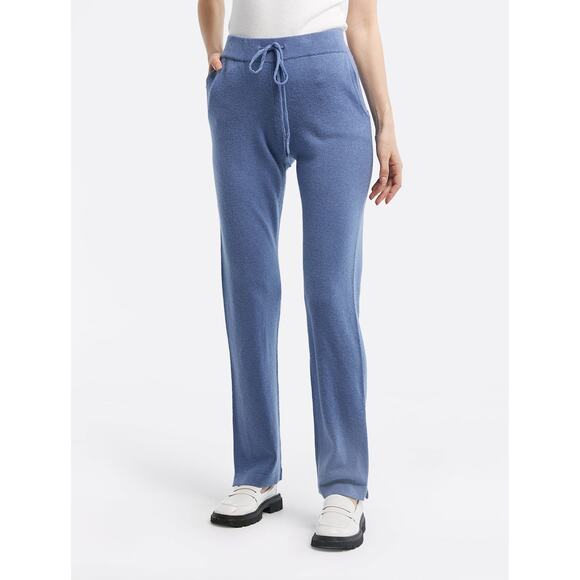 NAP‎ High Rise Cashmere Wool Straight Knit Pants Blue Medium - Picture 1 of 11